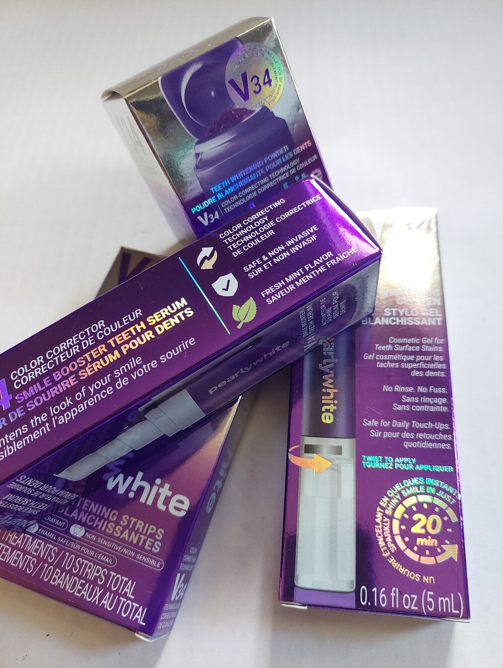 4 Pcs New V34 PearlyWhite Collection Gel Pen White Strips Booster Whitening + - Picture 4 of 4